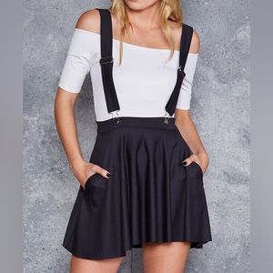 BlackMilk🖤LIMITED Matte Pinafore Pocket Skater Skirt suspender overall skirtall
